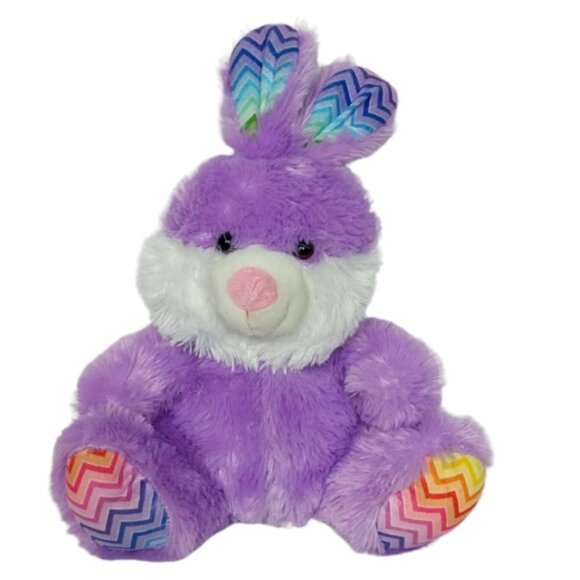 Hug & Luv Easter Bunny Rabbit Purple Spring Rainbow Plush Stuffed Animal 13" - Picture 1 of 6